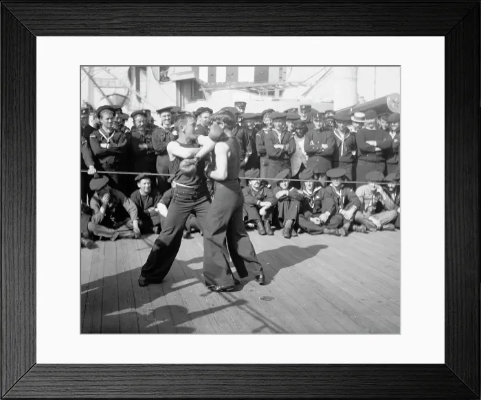 Framed Print : U.S.S. New York, a 4-round bout, anniversary of Santiago, 1899 July 3. Creator: Unknown Framed Print : U.S.S. New York, a 4-round bout, anniversary of Santiago, 1899 July 3. Creator: Unknown