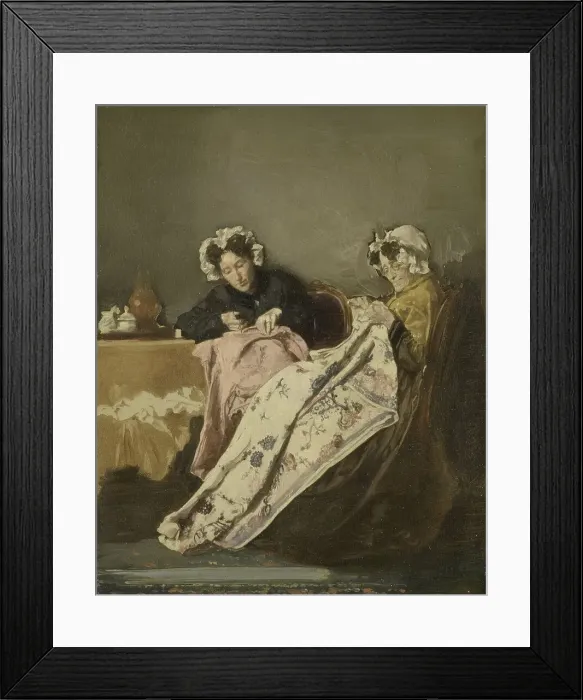 Framed Print : Two Ladies at their Sewing, c.1860-c.1882. Creator: Alexander Hugo Bakker Korff Framed Print : Two Ladies at their Sewing, c.1860-c.1882. Creator: Alexander Hugo Bakker Korff
