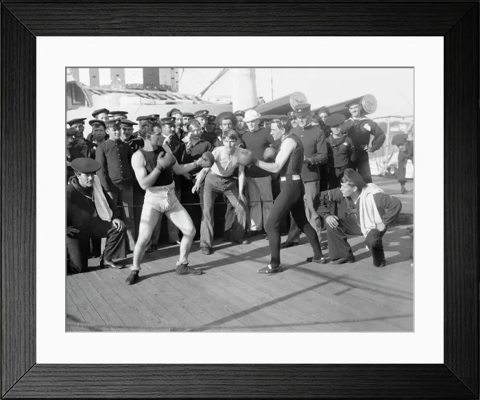 Framed Print : U.S.S. New York, a 10-round bout, anniversary of Santiago, 1899 July 3. Creator: Unknown Framed Print : U.S.S. New York, a 10-round bout, anniversary of Santiago, 1899 July 3. Creator: Unknown