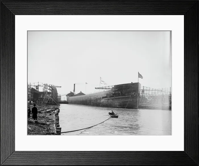 Framed Print : Str. James E. Davidson after the launch, 1905. Creator: Unknown Framed Print : Str. James E. Davidson after the launch, 1905. Creator: Unknown