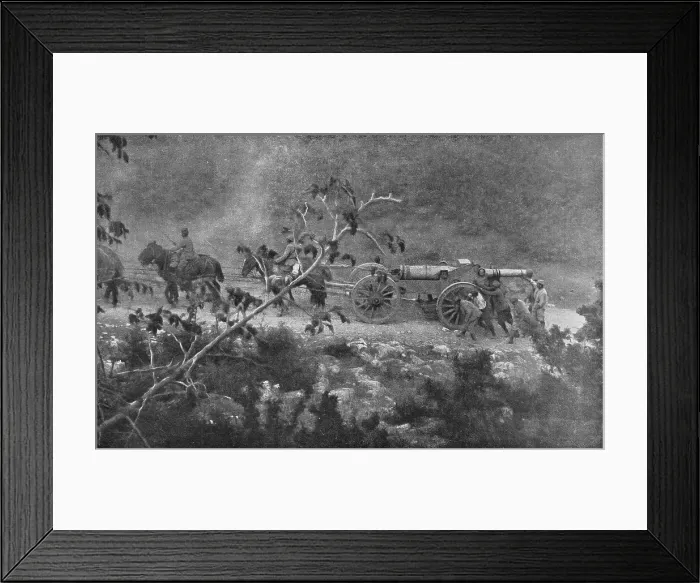 Framed Print : Sur les champs de bataille Macedoniens de Gornitchevo et du Kaimaktchalan; Batterie de... 1916. Creator: Unknown Framed Print : Sur les champs de bataille Macedoniens de Gornitchevo et du Kaimaktchalan; Batterie de... 1916. Creator: Unknown