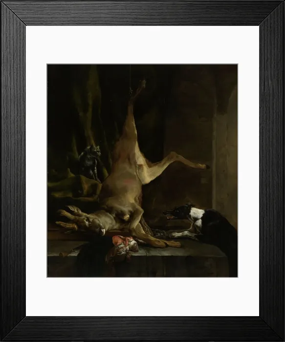Framed Print : A Dog and a Cat near a partially disembowelled Deer, 1645-1660. Creator: Jan Baptist Weenix Framed Print : A Dog and a Cat near a partially disembowelled Deer, 1645-1660. Creator: Jan Baptist Weenix