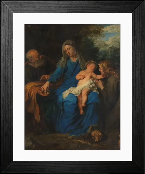 Framed Print : The Holy Family with a Female Saint in Adoration, c.1630-c.1650. Creator: Follower of Anthony van Dyck Framed Print : The Holy Family with a Female Saint in Adoration, c.1630-c.1650. Creator: Follower of Anthony van Dyck