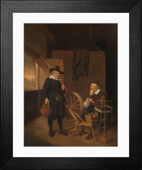 Framed Print : Interior with Fisherman and Man beside a Bobbin and Spool, 1663. Creator: Gerritsz Quiringh van Brekelenkam Framed Print : Interior with Fisherman and Man beside a Bobbin and Spool, 1663. Creator: Gerritsz Quiringh van Brekelenkam