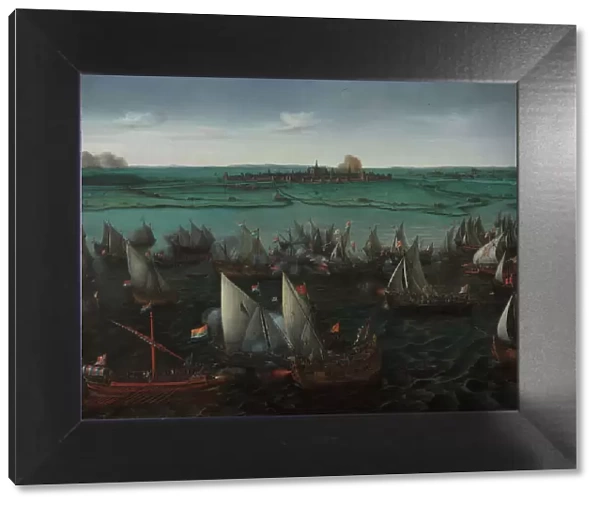 Battle between Dutch and Spanish Ships on the Haarlemmermeer, in or after 1629. Creator: Hendrick Cornelisz Vroom