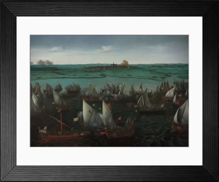Framed Print : Battle between Dutch and Spanish Ships on the Haarlemmermeer, in or after 1629. Creator: Hendrick Cornelisz Vroom Framed Print : Battle between Dutch and Spanish Ships on the Haarlemmermeer, in or after 1629. Creator: Hendrick Cornelisz Vroom