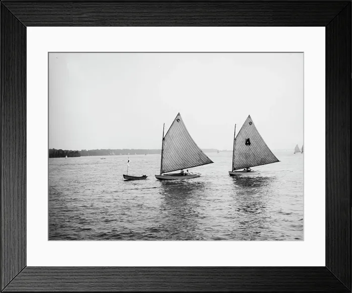 Framed Print : D.B.C.Y. [Detroit Boat Club yacht] regatta, # 18 & # 19, first ground, 3rd turn, c1900-1910. Creator: Johns Johnston. D.B.C.Y. [Detroit Boat Club yacht] regatta, # 18 & # 19, first ground, 3rd turn, c1900-1910. Creator: Johns Johnston