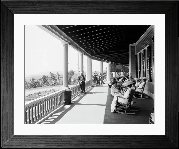 Framed Print : Piazza of the Wontanesca [i.e. Montanesca Hotel], Mt. Pocona [sic], Pa. ca 1905. Creator: Unknown