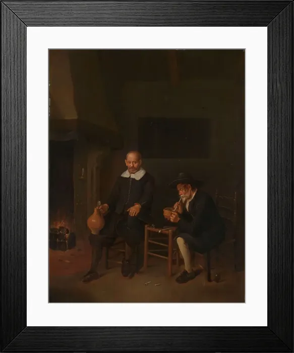 Framed Print : Interior with Two Men by the Fireside, 1664. Creator: Gerritsz Quiringh van Brekelenkam Framed Print : Interior with Two Men by the Fireside, 1664. Creator: Gerritsz Quiringh van Brekelenkam