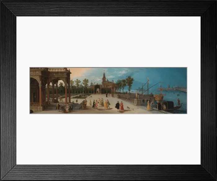 Framed Print : Dancing Party in the Forecourt of an Imaginary Palace with a Capriccio View of Venice in the Distanc Creator: Anon Framed Print : Dancing Party in the Forecourt of an Imaginary Palace with a Capriccio View of Venice in the Distanc Creator: Anon
