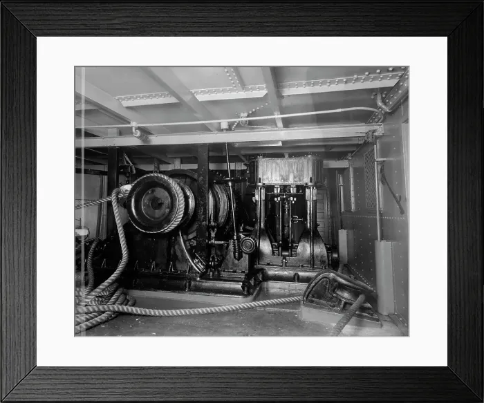 Framed Print : The Steam windlass, S.S. J.H. Sheadle, between 1906 and 1910. Creator: Unknown Framed Print : The Steam windlass, S.S. J.H. Sheadle, between 1906 and 1910. Creator: Unknown