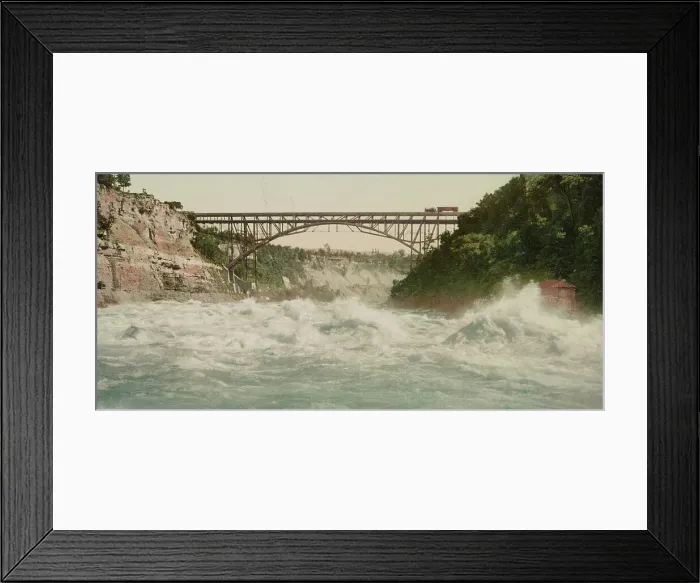 Framed Print : Niagara, river and cantilever bridge, ca 1900. Creator: Unknown Framed Print : Niagara, river and cantilever bridge, ca 1900. Creator: Unknown