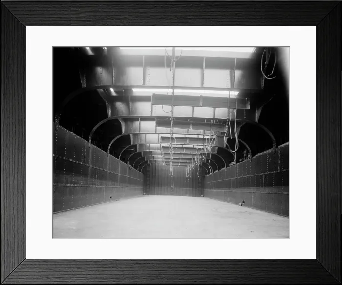 Framed Print : Cargo hold, looking forward, S.S. J.H. Sheadle, between 1906 and 1910. Creator: Unknown Framed Print : Cargo hold, looking forward, S.S. J.H. Sheadle, between 1906 and 1910. Creator: Unknown
