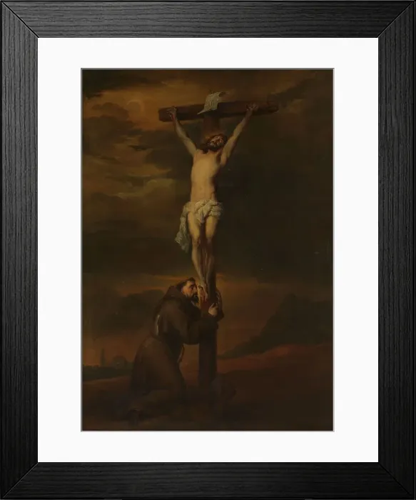 Framed Print : St Francis Lamenting at the Foot of the Cross, c.1650-c.1670. Creator: Unknown Framed Print : St Francis Lamenting at the Foot of the Cross, c.1650-c.1670. Creator: Unknown
