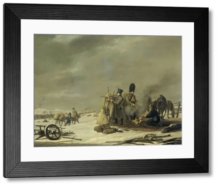 Framed Print : Bivouac at Molodechno, 3-4 December 1812: an episode from Napoleon's Retreat from Russia, 1816. Creator: Johannes Hari Framed Print : Bivouac at Molodechno, 3-4 December 1812: an episode from Napoleon's Retreat from Russia, 1816. Creator: Johannes Hari