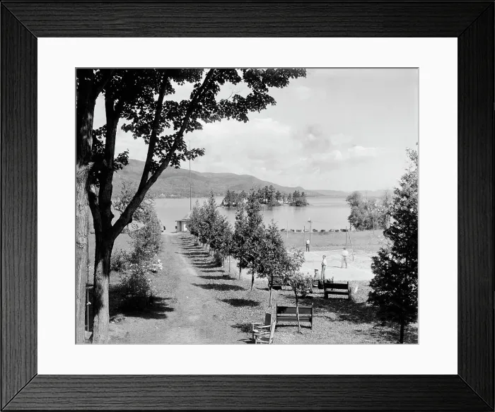 Framed Print : Looking north from Hulett House, Lake George, N.Y. between 1900 and 1910. Creator: Unknown Framed Print : Looking north from Hulett House, Lake George, N.Y. between 1900 and 1910. Creator: Unknown