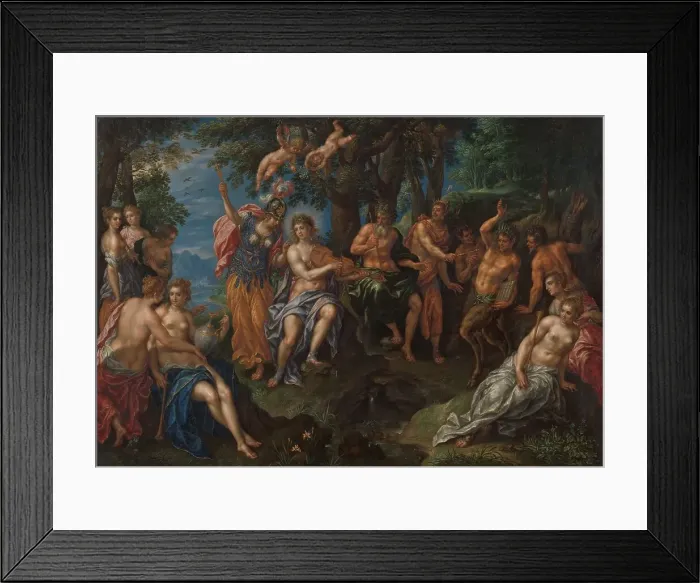 Framed Print : The Contest between Apollo and Pan, c.1600-c.1615. Creator: Hendrik de Clerck