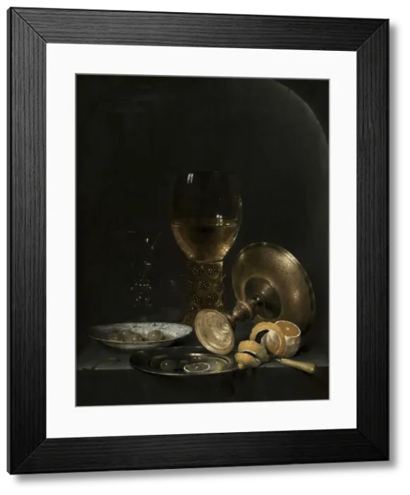 Framed Print : Still life. Breakfast Piece in a Stone Niche, 1640-1649. Creator: Jan Hendricksz van Zuylen