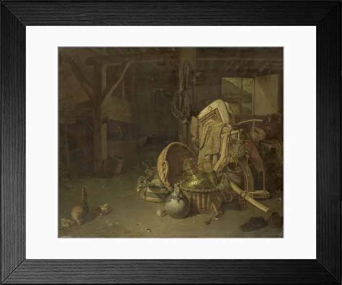Framed Print : Still Life in a Stable, 1824. Creator: Franciscus Cornelis Knoll Framed Print : Still Life in a Stable, 1824. Creator: Franciscus Cornelis Knoll