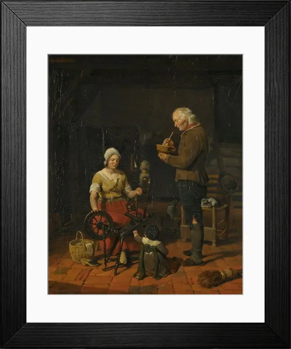 Framed Print : Peasant Family in their Cottage, 1817. Creator: Cornelis Kruseman Framed Print : Peasant Family in their Cottage, 1817. Creator: Cornelis Kruseman