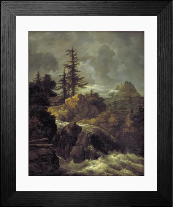 Framed Print : Landscape with a Waterfall and a Hut, 1643-1682. Creator: Jacob van Ruisdael Framed Print : Landscape with a Waterfall and a Hut, 1643-1682. Creator: Jacob van Ruisdael