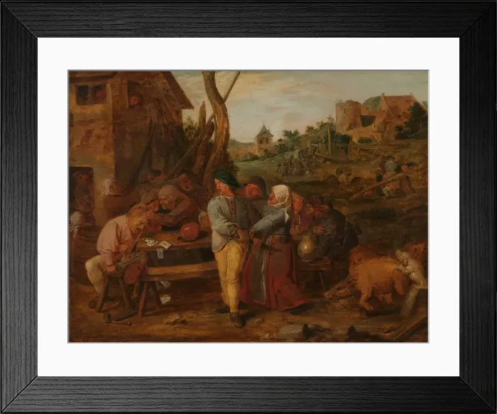 Framed Print : Card Fight outside a Country Tavern, c.1628-c.1630. Creator: Adriaen Brouwer Framed Print : Card Fight outside a Country Tavern, c.1628-c.1630. Creator: Adriaen Brouwer