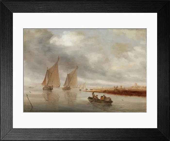 Framed Print : River Scenery, 1643. Creator: Salomon Ruysdael Framed Print : River Scenery, 1643. Creator: Salomon Ruysdael