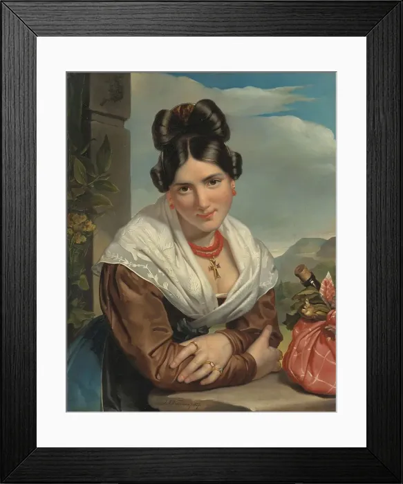 Framed Print : Girl Resting, 1827. Creator: Jan Adam Kruseman Framed Print : Girl Resting, 1827. Creator: Jan Adam Kruseman