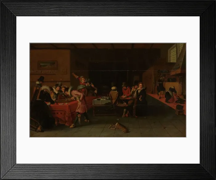 Framed Print : Interior with Gamblers and Drinkers, c.1620-c.1625. Creator: Anon Framed Print : Interior with Gamblers and Drinkers, c.1620-c.1625. Creator: Anon