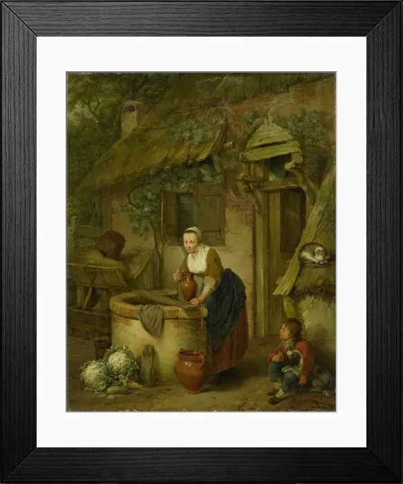 Framed Print : Woman Drawing Water from a Well, 1799. Creator: Jacobus Johannes Lauwers Framed Print : Woman Drawing Water from a Well, 1799. Creator: Jacobus Johannes Lauwers