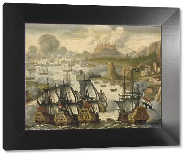 Naval Battle of Vigo Bay, 23 October 1702. Episode from the War of the Spanish Succession, c.1705. Creator: Anon