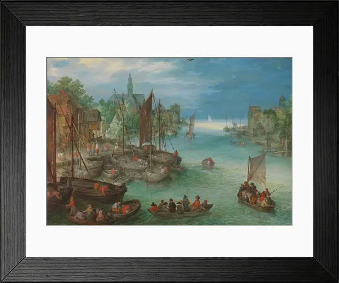 Framed Print : View of a City along a River, c.1630. Creator: Jan Brueghel the Elder Framed Print : View of a City along a River, c.1630. Creator: Jan Brueghel the Elder