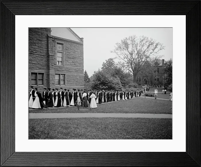 Framed Print : Seniors marching to chapel, Mount Holyoke College, South Hadley, Mass. c1908. Creator: William H. Jackson Framed Print : Seniors marching to chapel, Mount Holyoke College, South Hadley, Mass. c1908. Creator: William H. Jackson