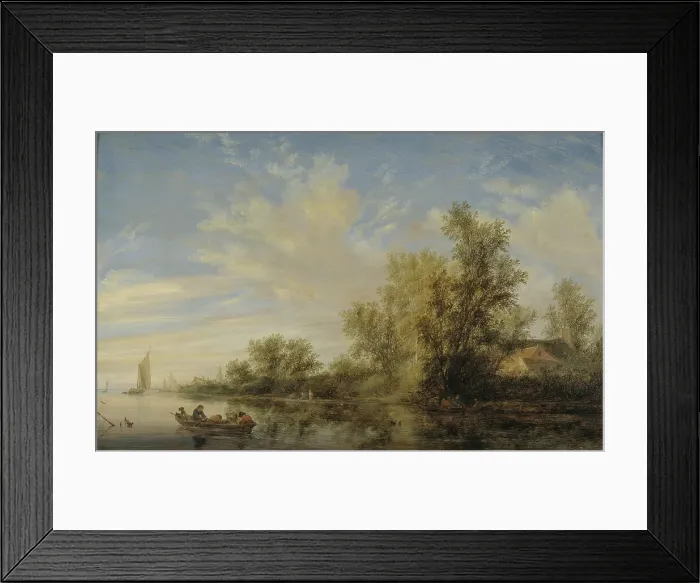 Framed Print : River Landscape, 1644. Creator: Salomon Ruysdael Framed Print : River Landscape, 1644. Creator: Salomon Ruysdael