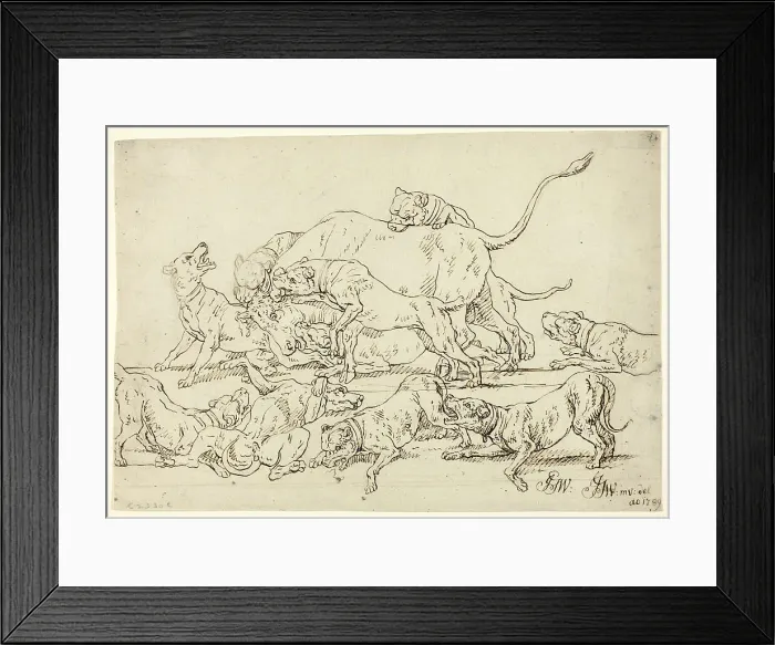 Framed Print : Dogs Attacking a Bull, 1789. Creator: Joseph Georg Winter Framed Print : Dogs Attacking a Bull, 1789. Creator: Joseph Georg Winter
