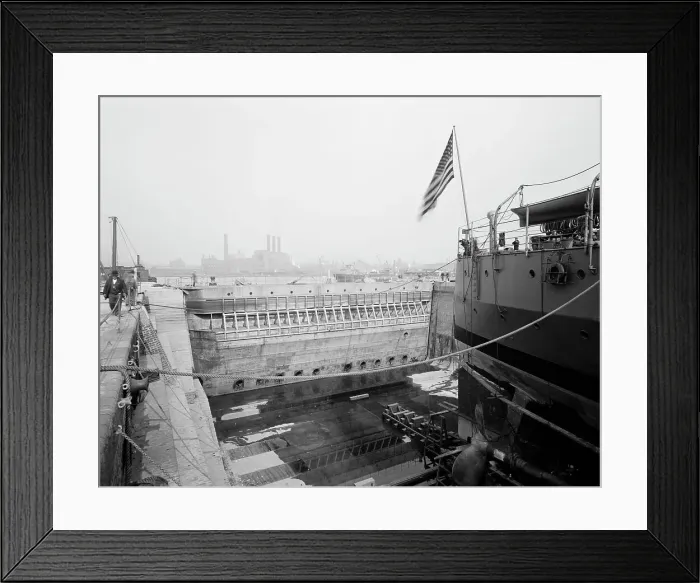 Framed Print : Brooklyn Navy Yard, dock no. 4 gate, c.between 1910 and 1920. Creator: Unknown Framed Print : Brooklyn Navy Yard, dock no. 4 gate, c.between 1910 and 1920. Creator: Unknown