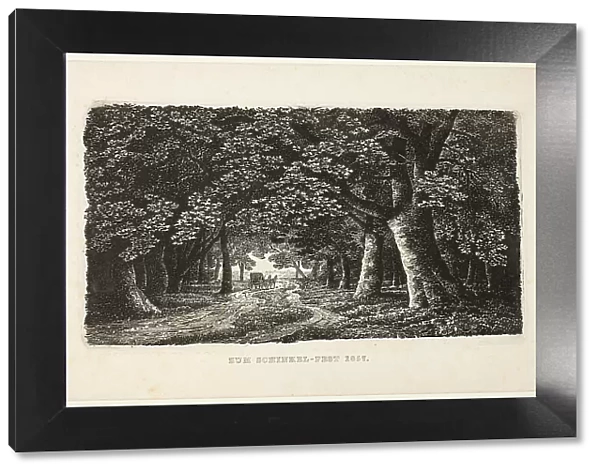 Woodland Path with a Coach, 1857. Creator: Karl Friedrich Schinkel