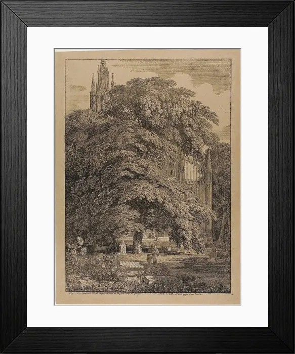 Framed Print : Gothic Church Behind an Oak Grove with Tombs, 1810. Creator: Karl Friedrich Schinkel Framed Print : Gothic Church Behind an Oak Grove with Tombs, 1810. Creator: Karl Friedrich Schinkel