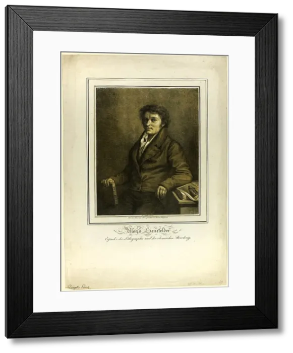 Framed Print : Portrait of Senefelder, 1818. Creator: Lorenzo Quaglio II Framed Print : Portrait of Senefelder, 1818. Creator: Lorenzo Quaglio II