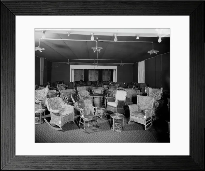 Framed Print : Pringle Furniture [Co. showroom with wicker chairs, Detroit, Mich.], between 1910 and 1920. Creator: William H. Jackson