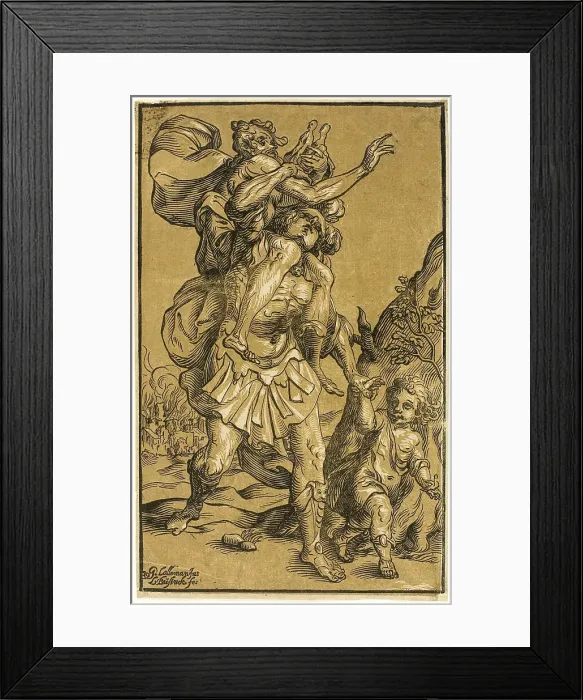 Framed Print : Aeneas Carrying His Father, Anchises, 1643. Creator: Ludolph Busing Framed Print : Aeneas Carrying His Father, Anchises, 1643. Creator: Ludolph Busing