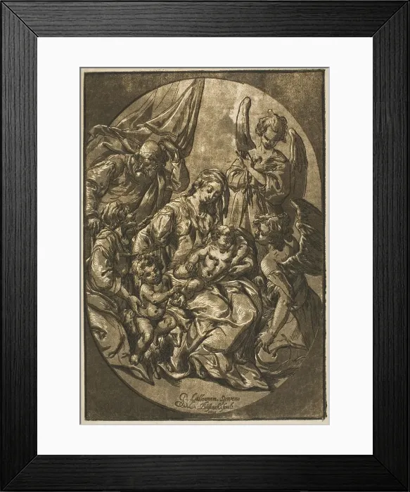 Framed Print : Holy Family in an Oval Frame, 1623. Creator: Ludolph Busing Framed Print : Holy Family in an Oval Frame, 1623. Creator: Ludolph Busing