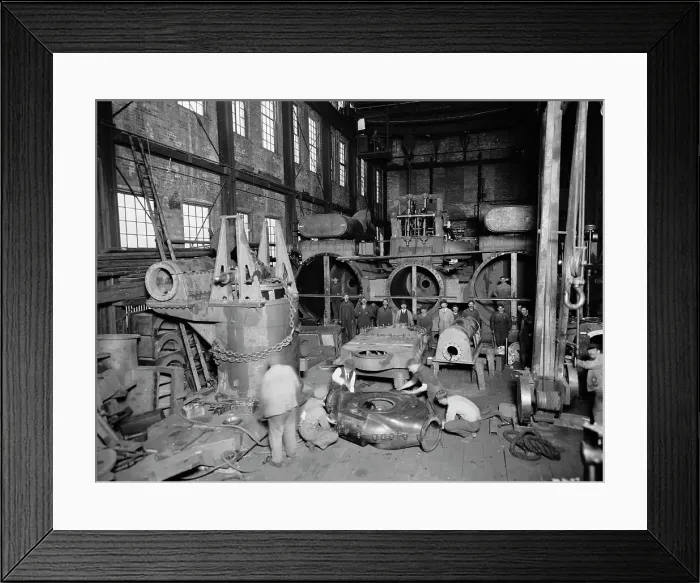 Framed Print : Str. no. 190, main engine in shop, 3 cyln. compound-inclined type, between 1910 and 1920. Creator: William H. Jackson Framed Print : Str. no. 190, main engine in shop, 3 cyln. compound-inclined type, between 1910 and 1920. Creator: William H. Jackson