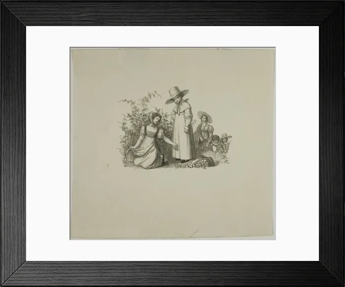 Framed Print : Family with Picnic Baskets, 1820. Creator: Ludwig Ferdinand Schnorr von Carolsfeld Framed Print : Family with Picnic Baskets, 1820. Creator: Ludwig Ferdinand Schnorr von Carolsfeld