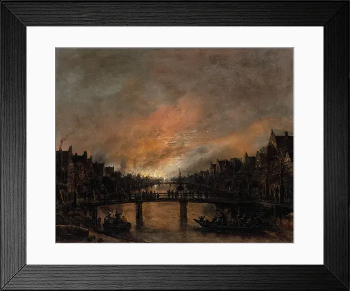 Framed Print : Fire at Amsterdam by Night, 1645-1660. Creator: Aert van der Neer Framed Print : Fire at Amsterdam by Night, 1645-1660. Creator: Aert van der Neer