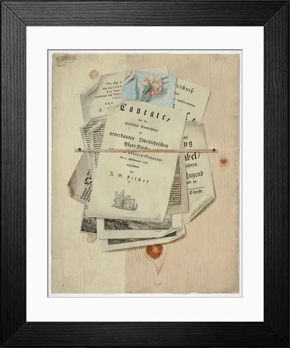 Framed Print : Cantate: Trompe l'Oeil of Posted Prints, 1735 / 1765. Creator: Martin Cerulli Framed Print : Cantate: Trompe l'Oeil of Posted Prints, 1735 / 1765. Creator: Martin Cerulli