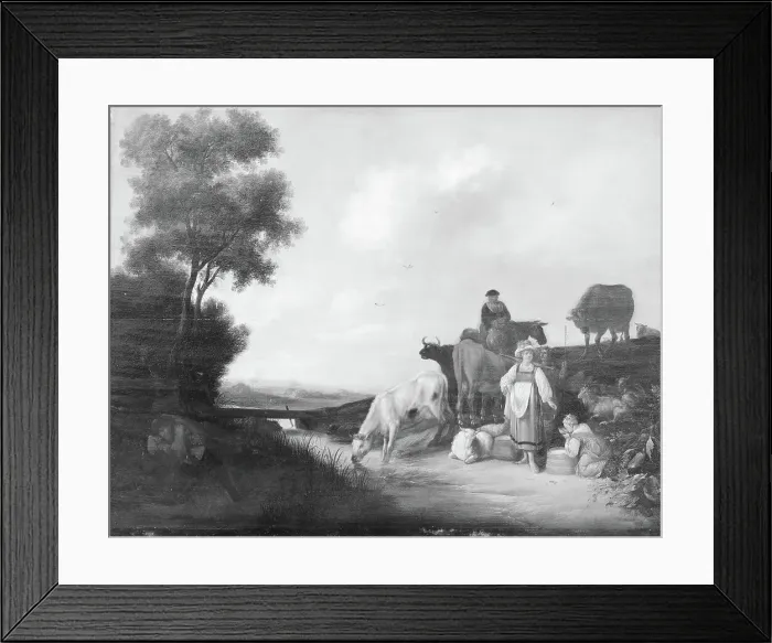 Framed Print : Cattle by a Watering Place, 1645-1670. Creator: Jacob Weyer Framed Print : Cattle by a Watering Place, 1645-1670. Creator: Jacob Weyer