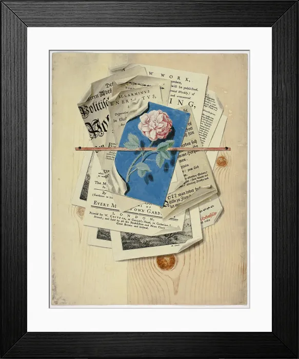 Framed Print : Trompe l'Oeil of Posted Notices and Prints, 1735 / 1765. Creator: Martin Cerulli Framed Print : Trompe l'Oeil of Posted Notices and Prints, 1735 / 1765. Creator: Martin Cerulli
