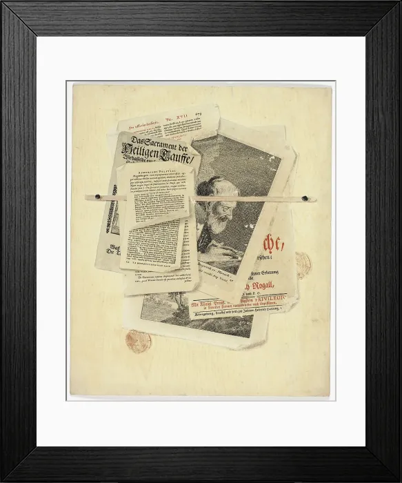 Framed Print : Aphorismi Politici: Trompe l'Oeil with Posted Notices and Prints, 1735 / 1765. Creator: Martin Cerulli Framed Print : Aphorismi Politici: Trompe l'Oeil with Posted Notices and Prints, 1735 / 1765. Creator: Martin Cerulli