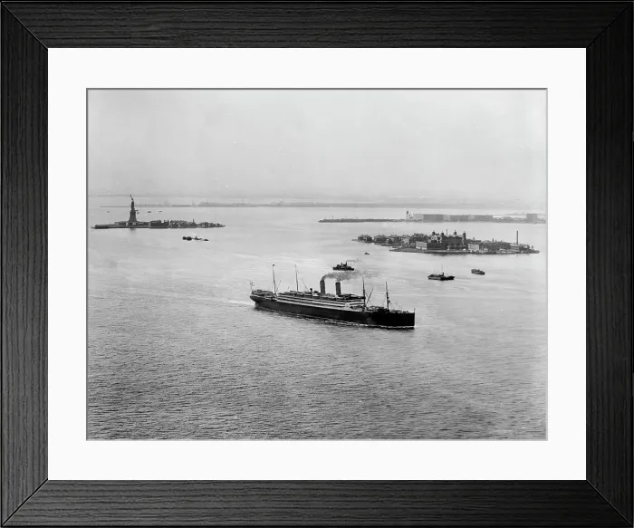 Framed Print : Ellis Island and Harbor, New York, c.between 1900 and 1920. Creator: Unknown